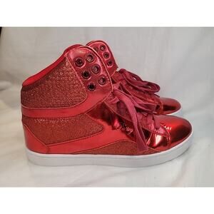Pastry Shimmering Red High-Top Sneakers